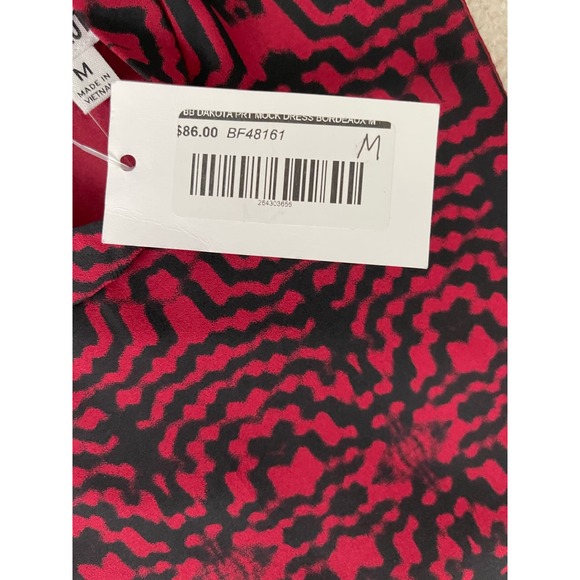 BB Dakota Red Black Trapeze Abstract Mock-neck‎ Shift Dress Size Medium - Picture 7 of 8